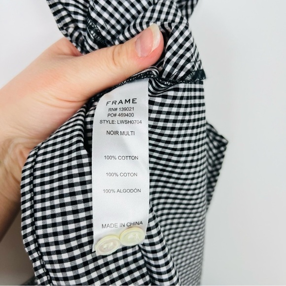 Frame Sleeveless Gingham High Neck Button Down Back Blouse - Picture 4 of 5